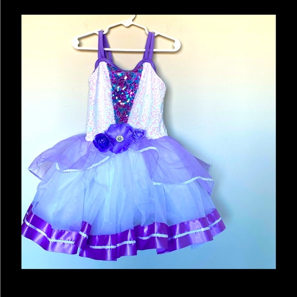 Weissman Girls Size SC Lavender Sequin Tutu Dance Costume w/ Flower - Picture 1 of 10